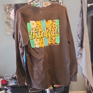 Brown Long Sleeve Thankful Shirt